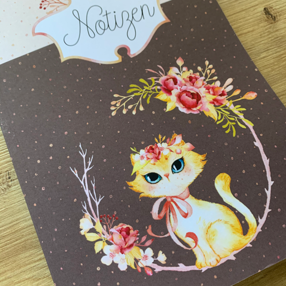 Notizbuch mit eleganter Katze